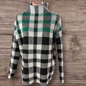 Christian Siriano Sweater Women’s Size XS Mock Neck Soft Cozy Warm Plaid (838)